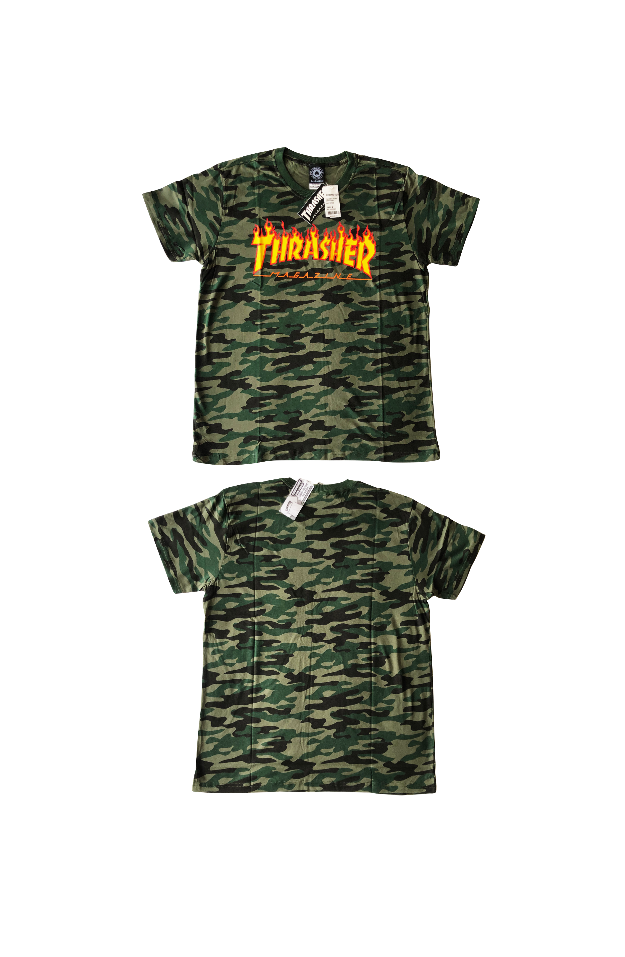 Camiseta Thrasher Flame Logo Camo