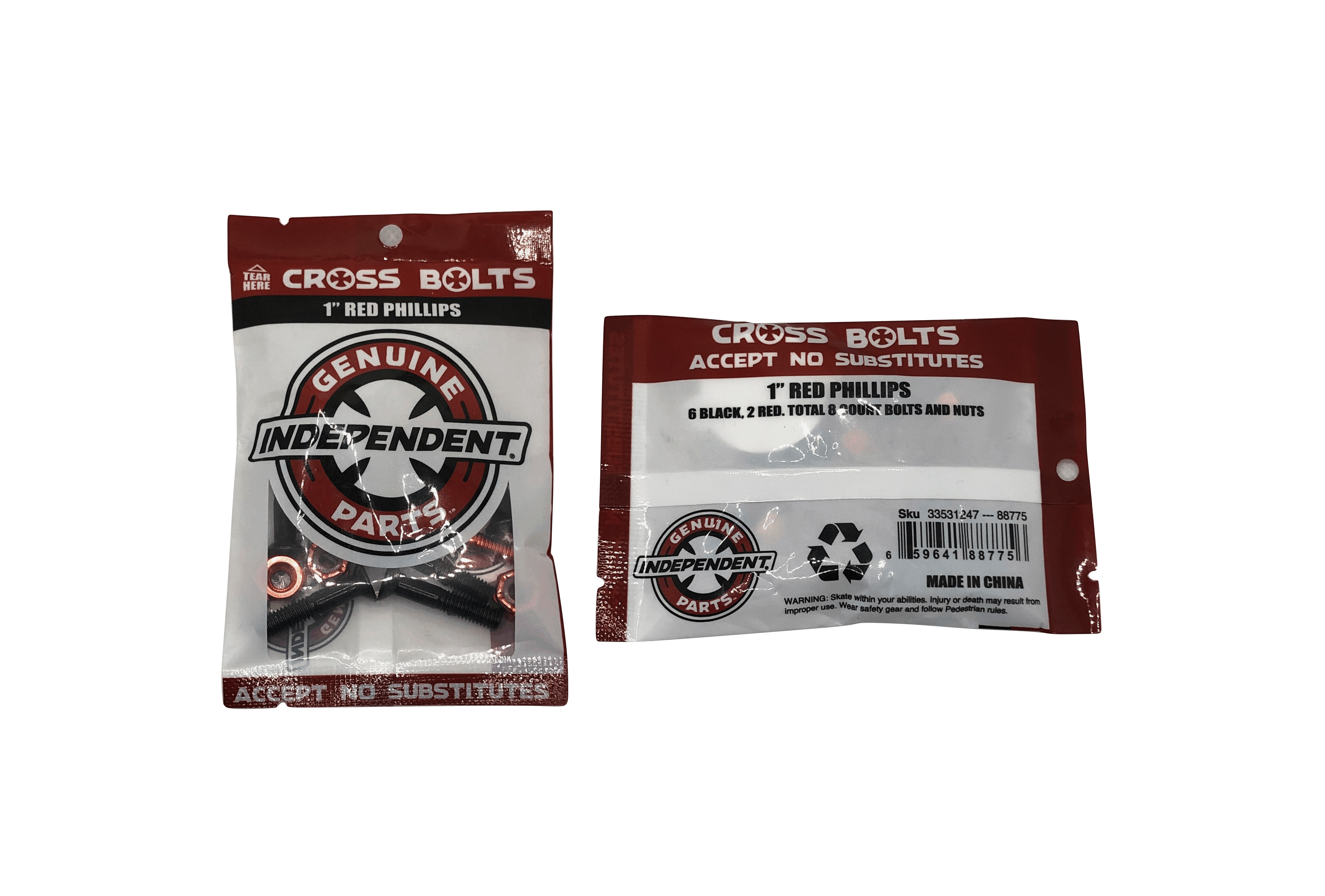 Parafuso de base Independent 1 polegada Phillips red e black Pak 8