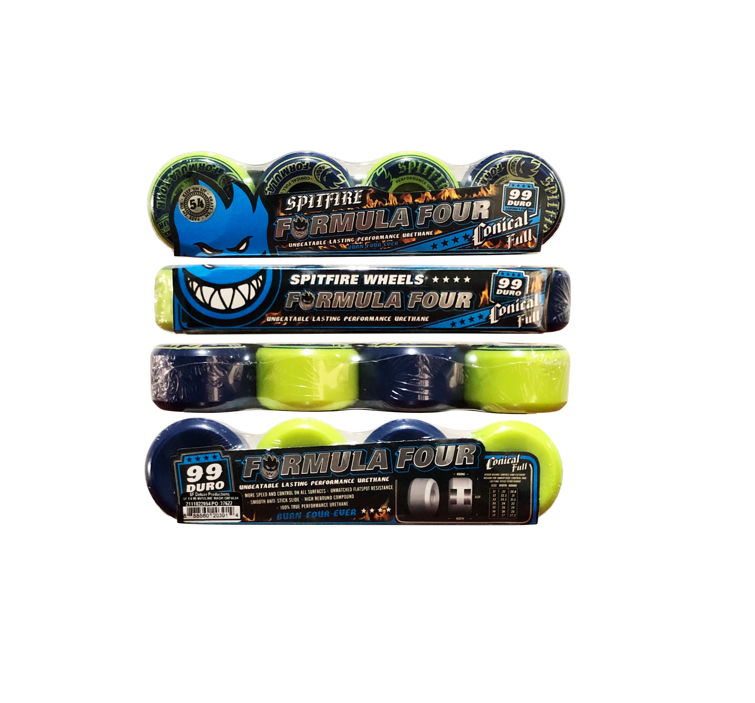 Roda Spitfire Formula Four Conical Full Mashups Navy Lime 54mm 99du - Imagem 2